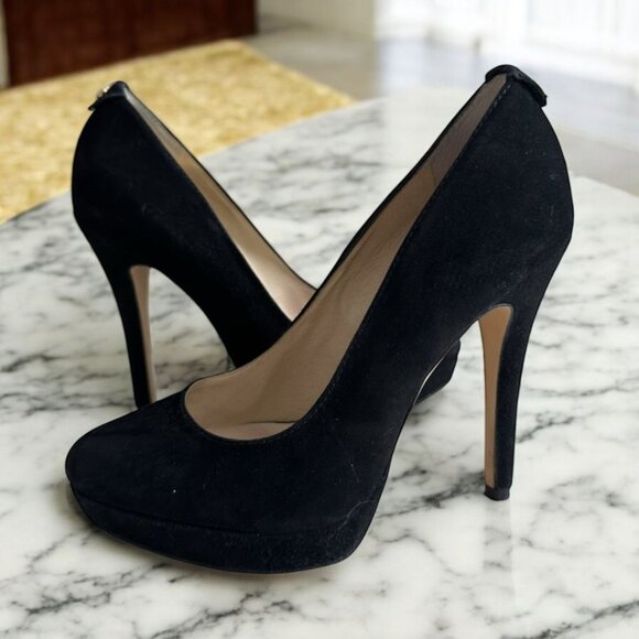 MICHAEL KORS Black Suede Platform Heels Size 6 - Picture 1 of 8